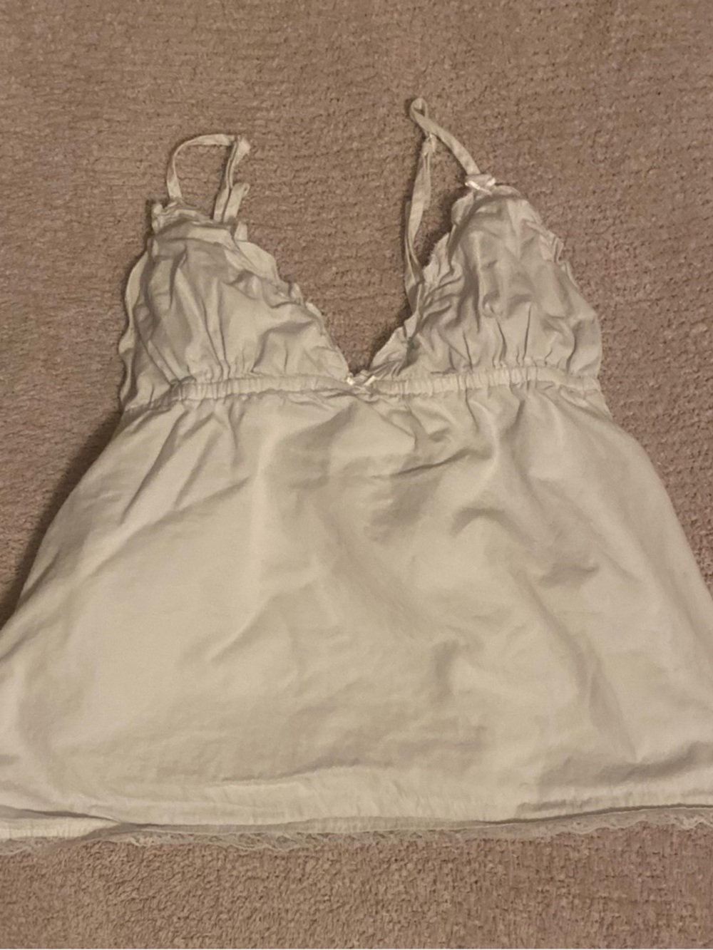 Brandy Melville Cream V-Neck Ruffle Cami
